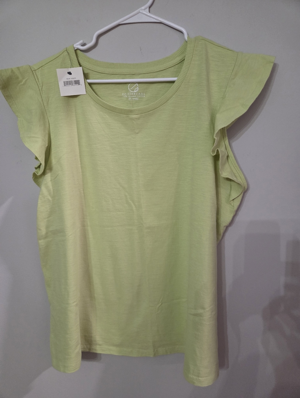 ECOTHREADS Organic Cotton Light Green Ruffle Sleeve Top